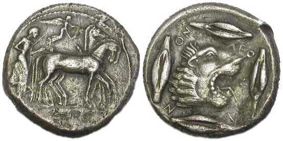 437 Leontini Sicilia Tetradrachm AR