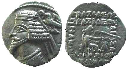 382 Parthia Phraates IV Drachm AR