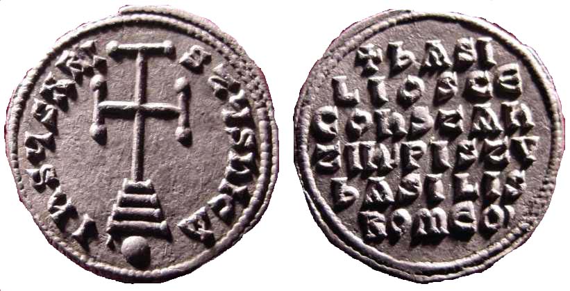 1175 Basilius I Constantinopolis Imperium Byzantinum Miliaresion AR