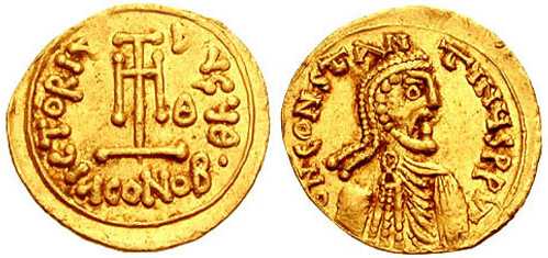 908 Constans II Syracusae Imperium Byzantinum Tremissis AV