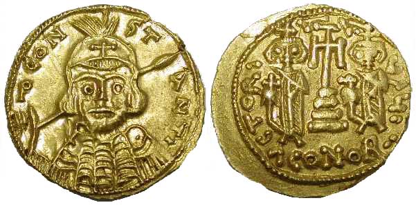 1563 Constantine IV Constantinopolis Imperium Byzantinum Solidus AV