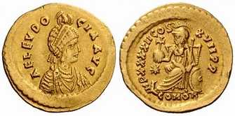 3038 Aelia Audocia Constantinopolis Imperium Byzantinum Solidus AV