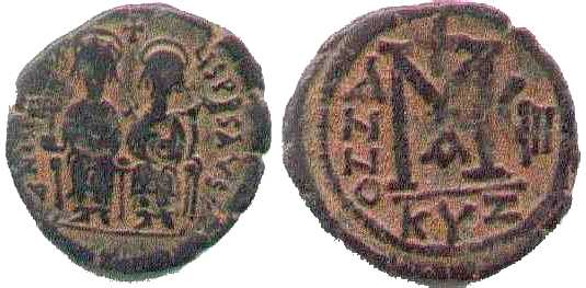 817 Byzantium Justin II Cyzicus Follis AE