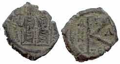 934 Byzantine Justin II Thessalonica 20 Nummi AE
