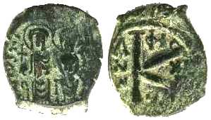 1013 Byzantium Justin II Thessalonica 20 Nummi AE