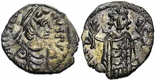 3207 Iustinus II Imperium Byzantinum Carthago 1/2 Siliqua AR