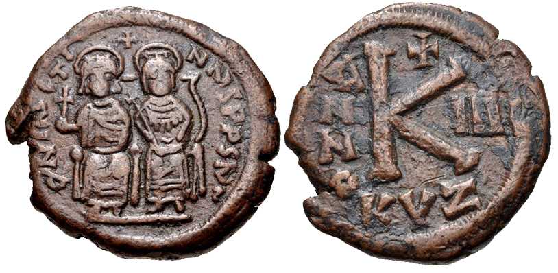 5184 Iustinus II Cyzicus Byzantine Empire 20 Nummia AE