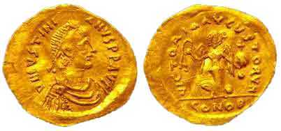 449 Byzantium Justinian I Tremissis AV