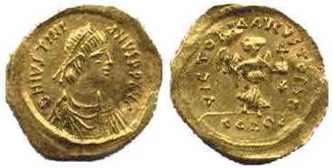 811 Byzantium Justinian I Tremissis AV