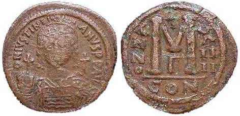813 Byzantium Justinian I Follis AE