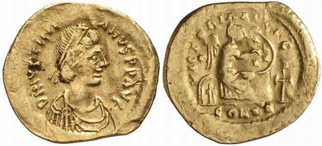 2717 Iustinianus I Constantinopolis Imperium Byzantinum Semissis AV