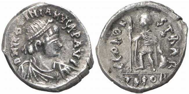 2718 Justinianus I Thessalonice Imperium Byzantinum 2 Silique AR