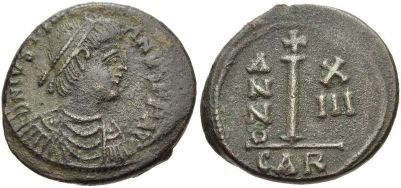 3547 Iustinianus I Carthago 10 Nummi AE