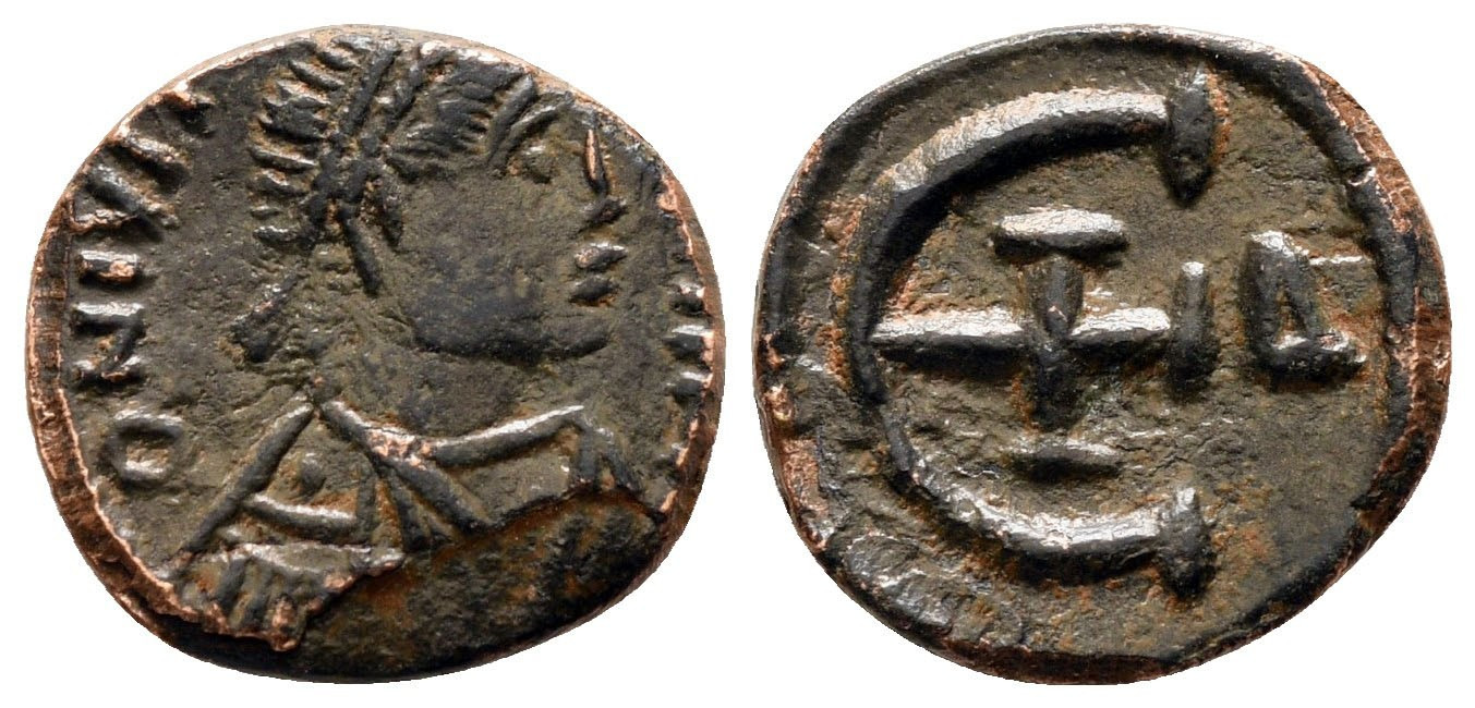 7317 Iustinianus I Antiochia/Theoupolis Imperium Byzantinum 5 Nummi AE