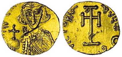 1339 Byzantine Justinian II Tremissis AV