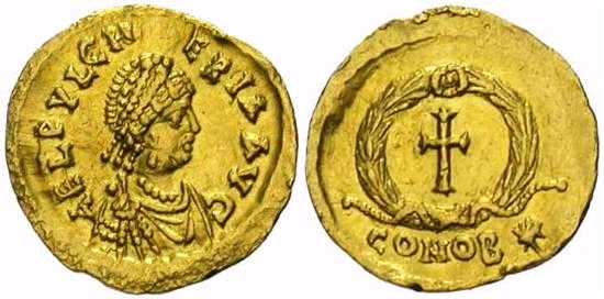 1545 Byzantine Pulcheria Tremissis AV
