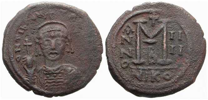 3143 Tiberius II Nicomedia Imperium Byzantinum Follis AE