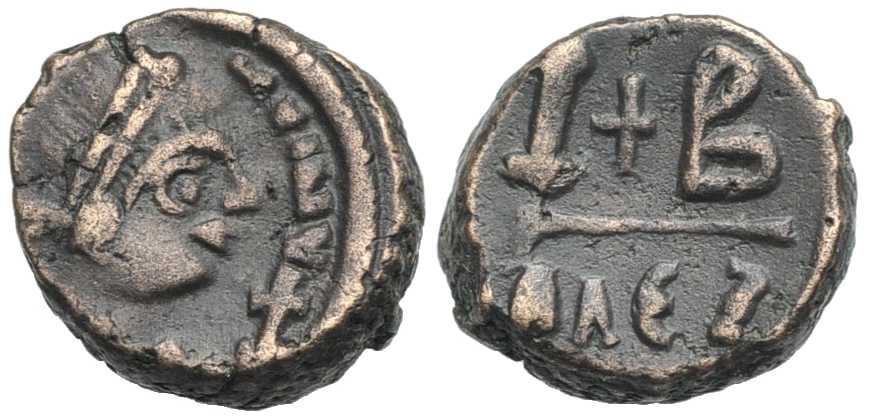 4311 Tiberius II Alexandria 12 Nummia AE