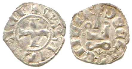 913 Mahaut de Hainaut Achaea Clarencia Denier BL