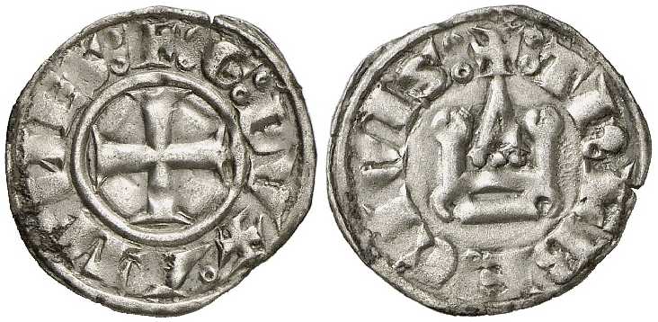 3592 Guillaume II de la Roche Ducatus Athenae Denier BL
