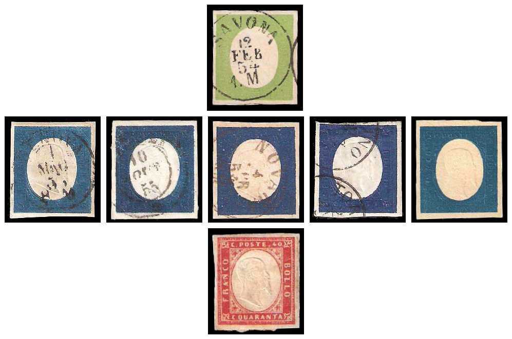 18.4.1854 Regno di Sardegna Mi 7/9 collection 01