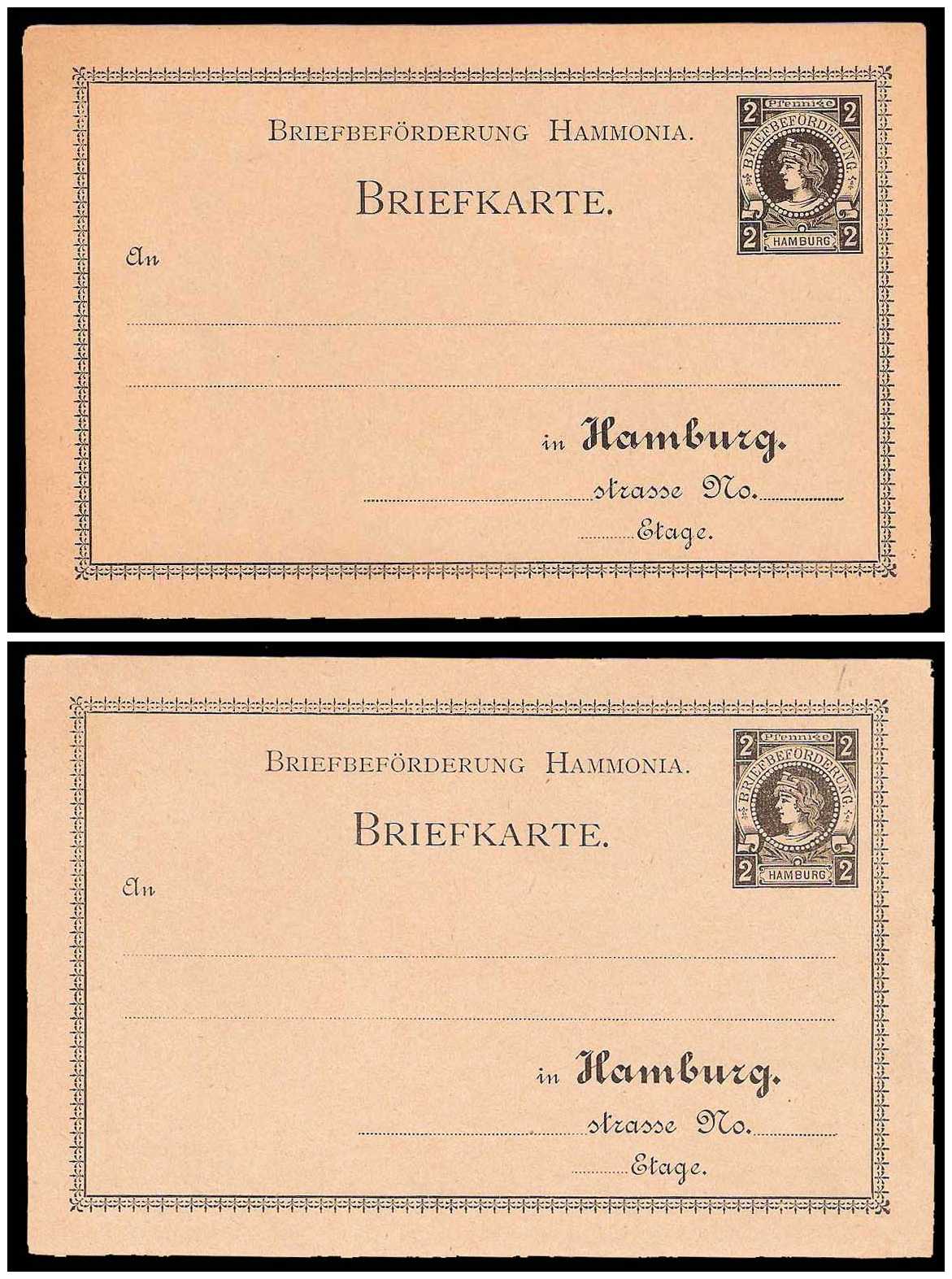 10.1886 Germany Private Mail Hamburg Mü D P1/P3 collection 01