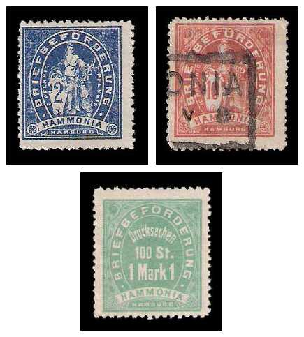 10.1886 Germany Private Mail Hamburg Mi D 1/3