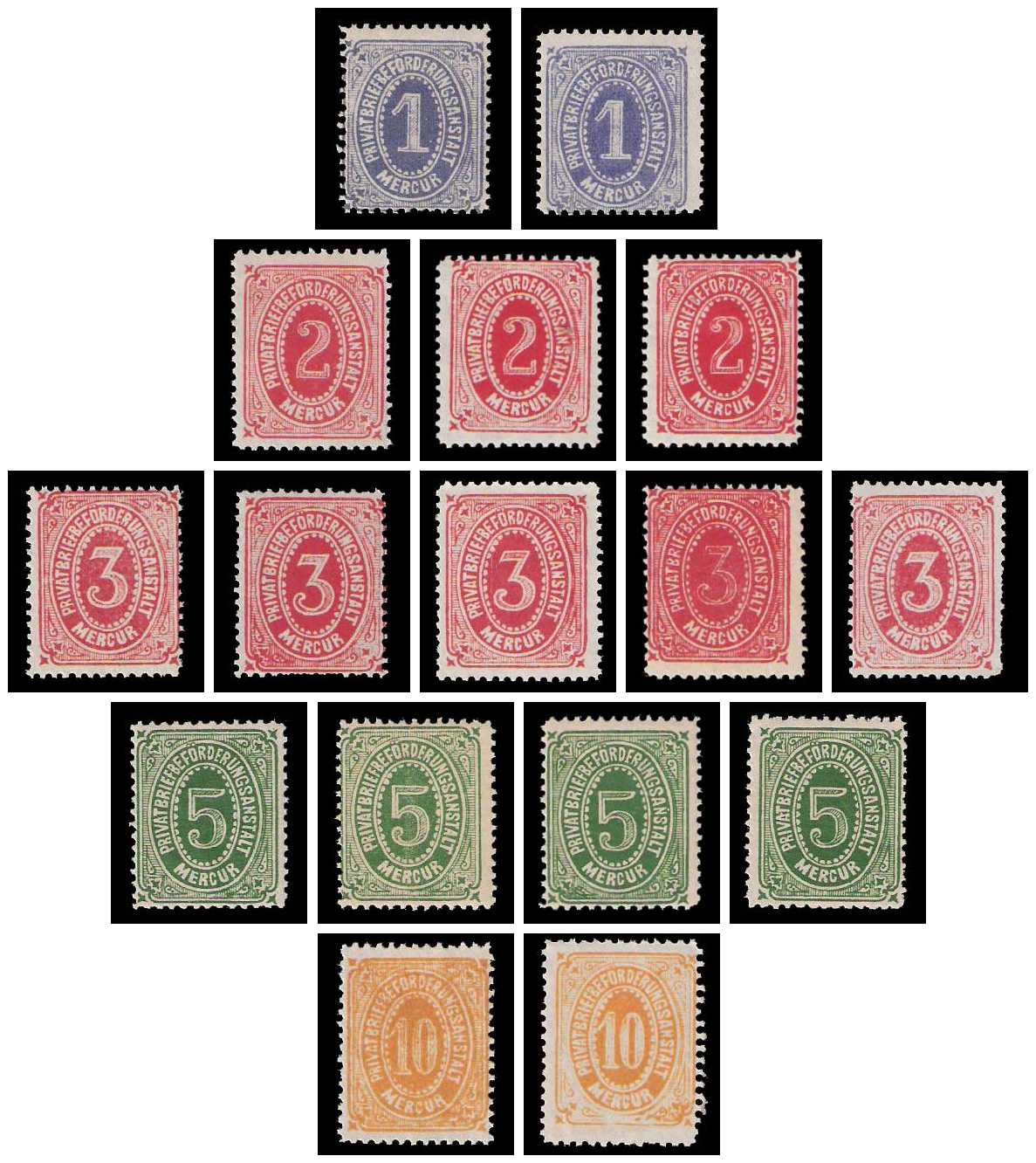11.1886 Germany Private Mail Heidelberg Mi B 1/5 collection 01