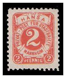 12.1886 Germany Private Mail Mannheim Mi B 1