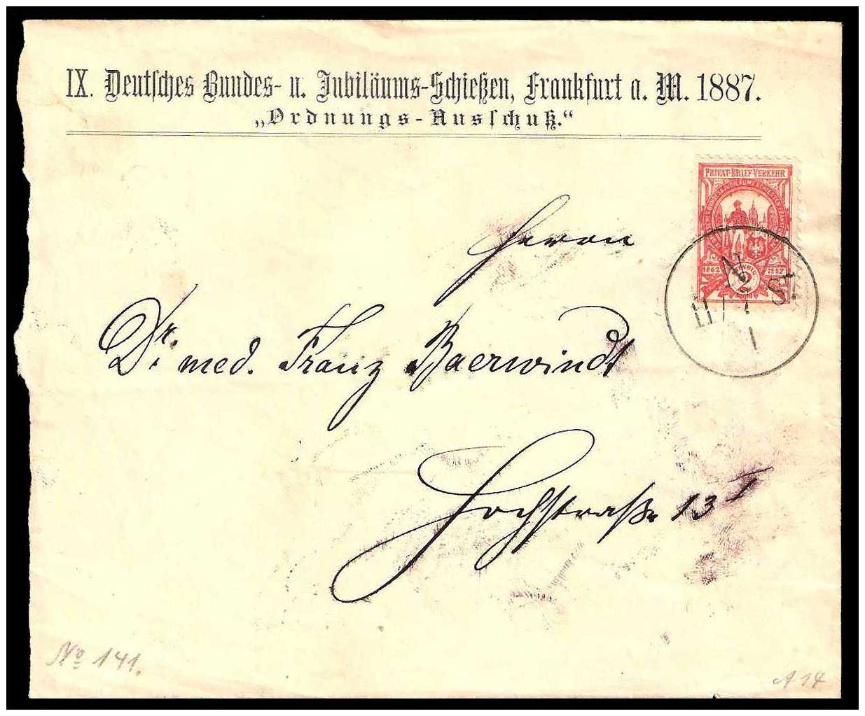 6.1887 Germany Private Mail Frankfurt a.M. Mi A 8/9 cover 1