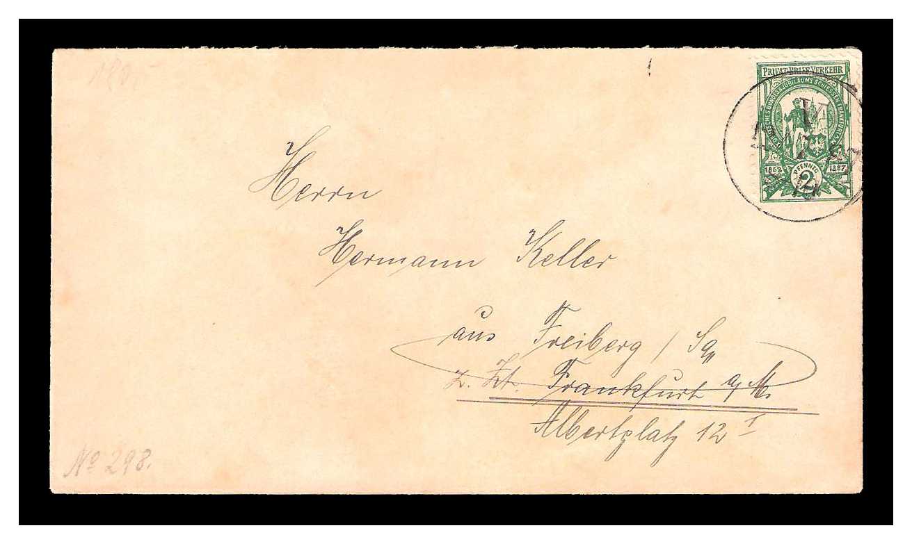 6.1887 Germany Private Mail Frankfurt a.M. Mi A 8/9 cover 2