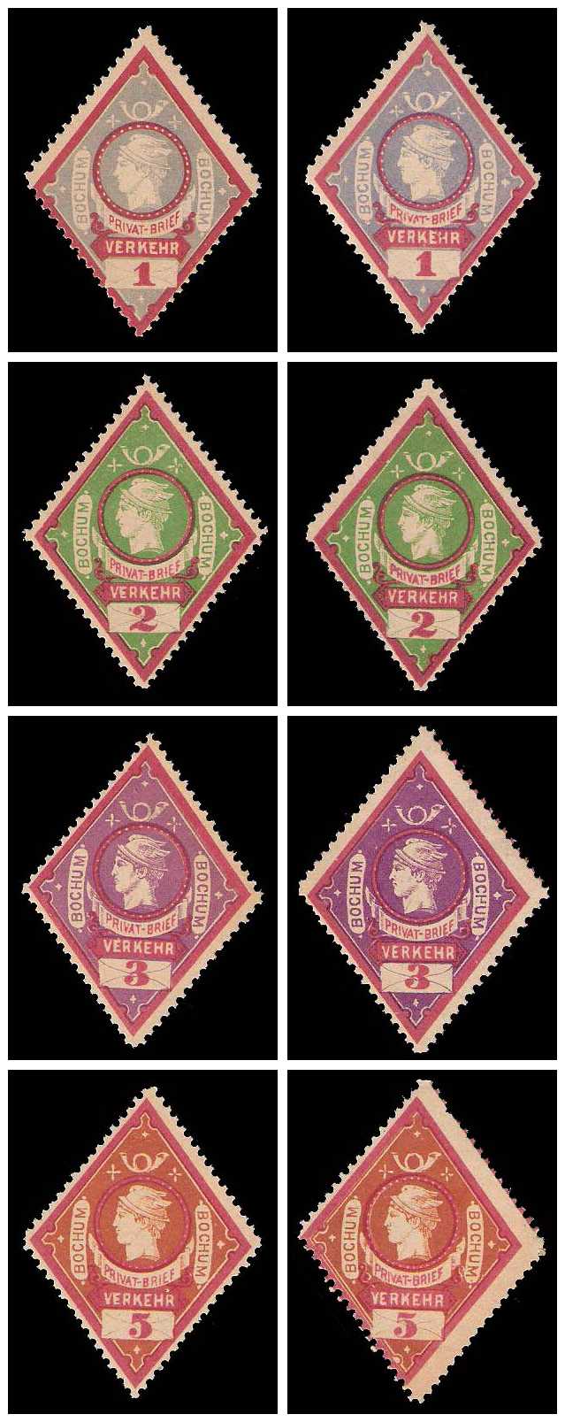 8.1887 Germany Private Mail Bochum Mi A 31/34 collection 01