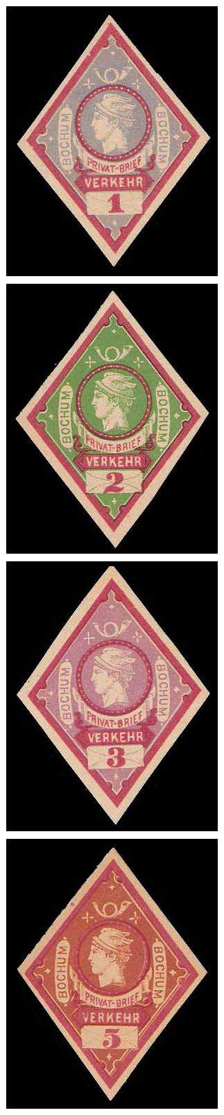 8.1887 Germany Private Mail Bochum Mi A 31/34 collection 02