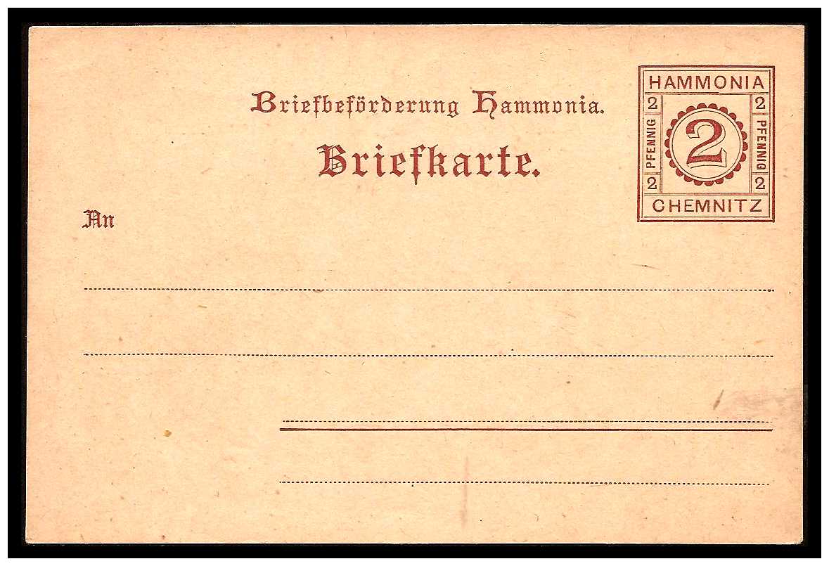 19.6.1887 Germany Private Mail Chemnitz MzE A LC 21