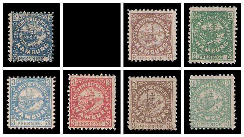 1888/1889 Germany Private Mail Hamburg Mi D 38/45