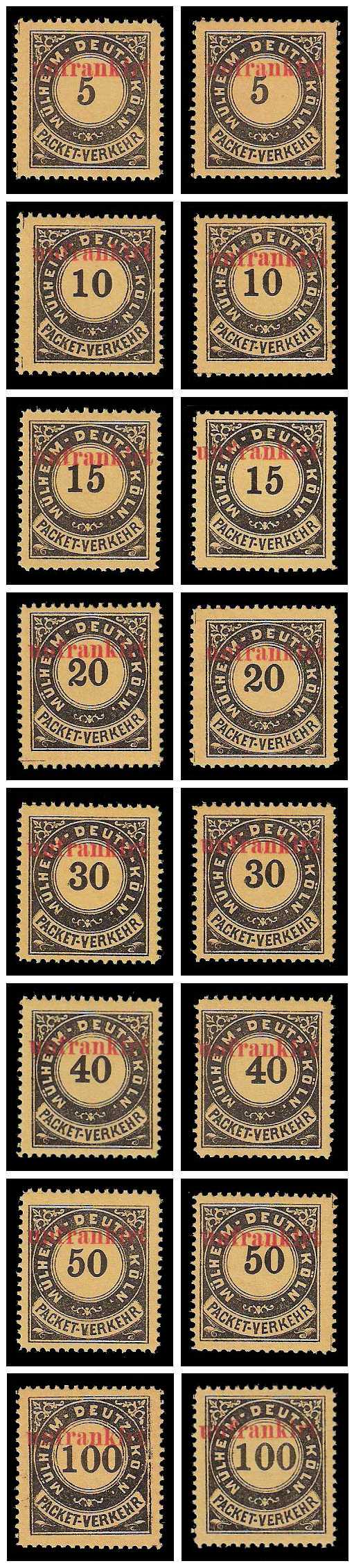 1888 Germany Private Mail Mülheim-Deutz-Köln Mi 29/36 collection 01