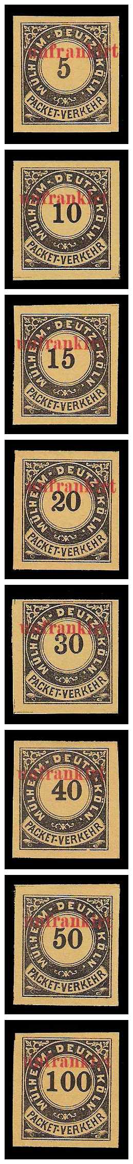 1888 Germany Private Mail Mülheim-Deutz-Köln Mi 29/36 collection 02