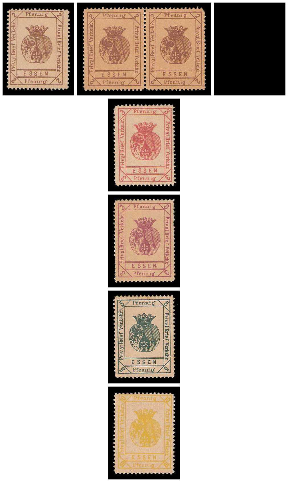 1./2.1888 Germany Private Mail Essen Mi A 14/19 collection 01