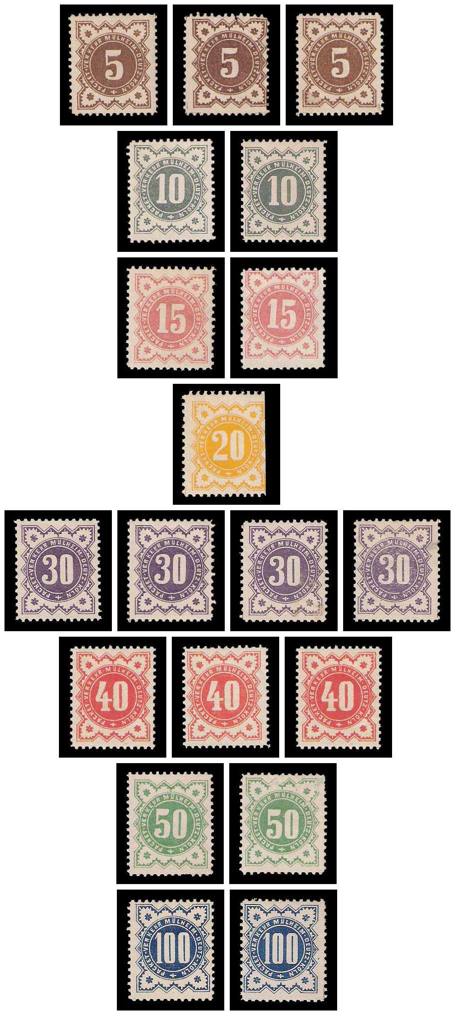 3.1888 Germany Private Mail Mülheim-Deutz-Köln Mi 1/8 collection 01