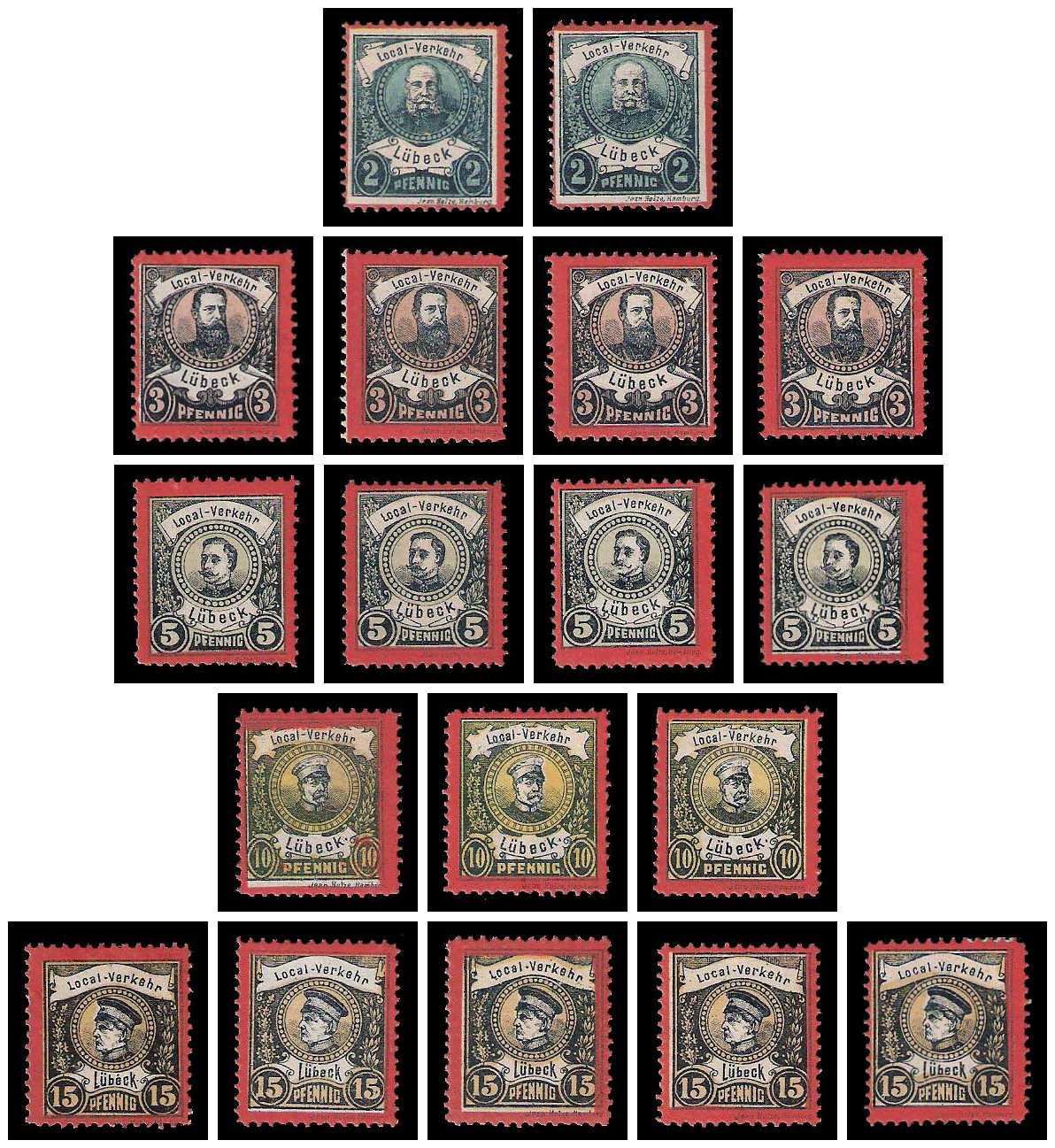 10.1888 Germany Private Mail Lübeck Mi A 5/9 collection 01