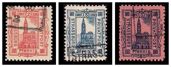 1889/1890 Germany Private Mail Staßburg Mi 41/43