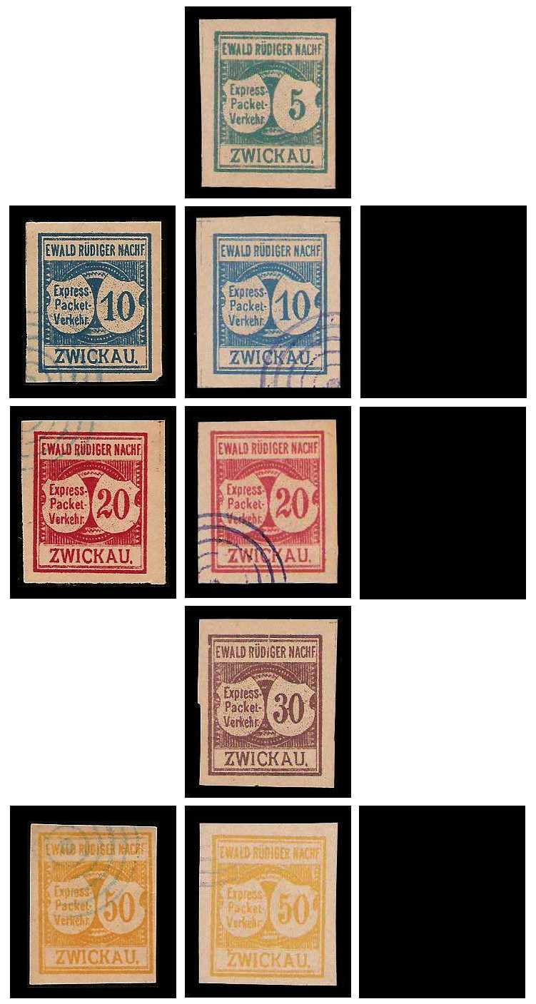 3.1889 Germany Private Mail Zwickau Mi 1/5 collection 02