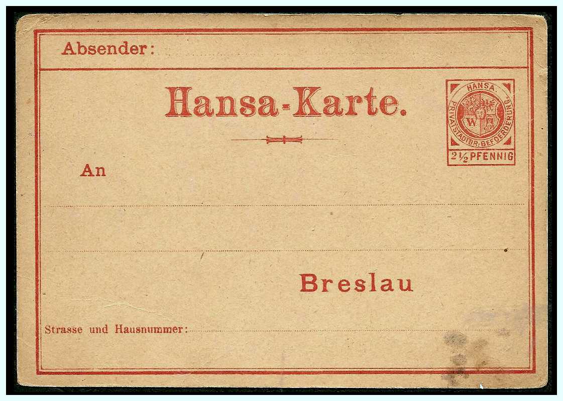 1894 Germany Private Mail Breslau E MzE PC 4