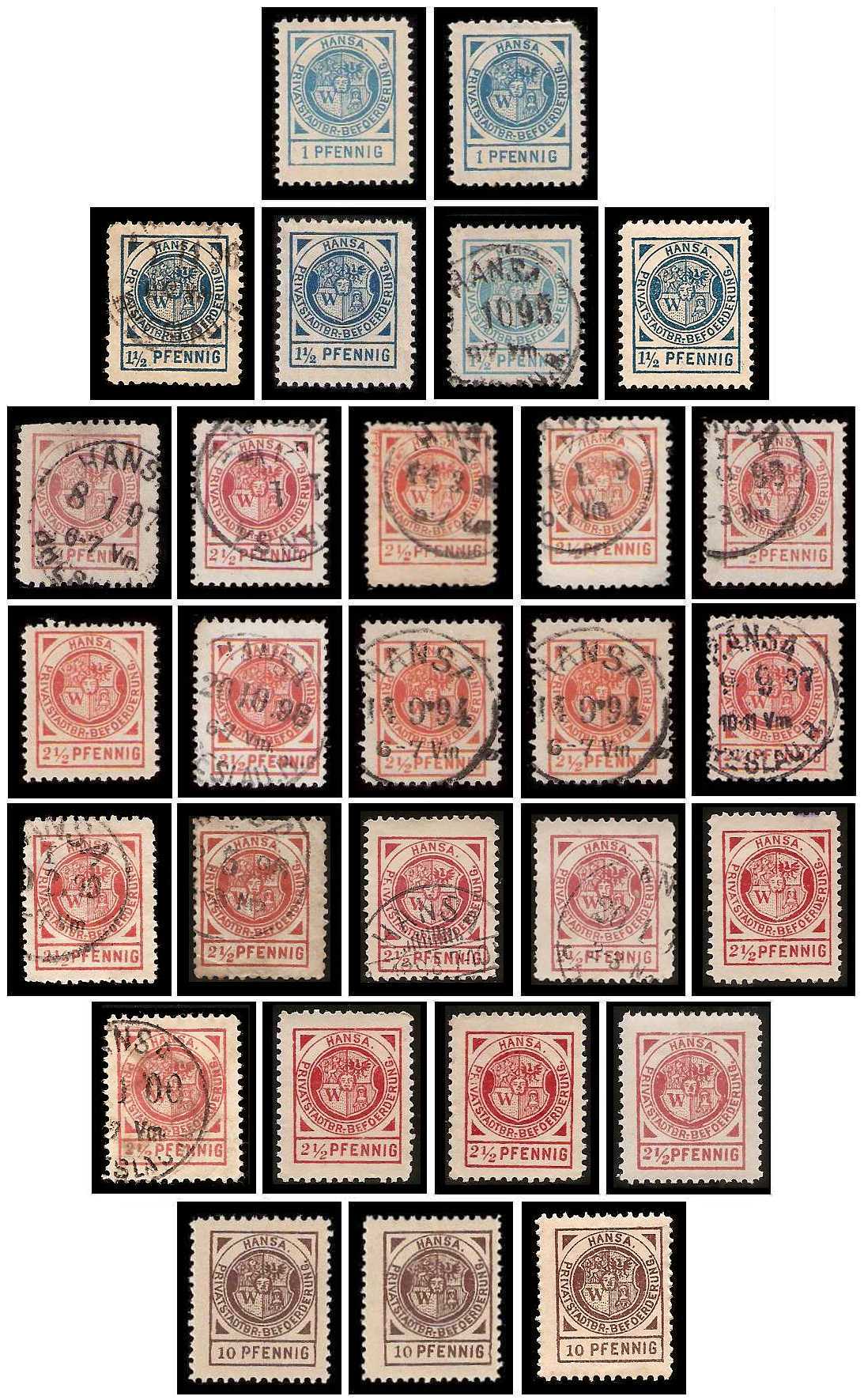1894/1898 Germany Private Mail Breslau Mi E 8-11 collection 01