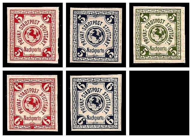 1896 Germany Private Mail Stuttgart Mi 41/46