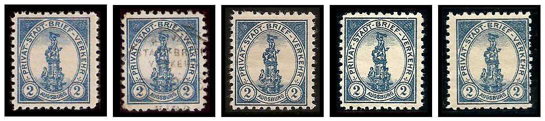 1887 Germany Private Mail Augsburg Mi 6/7 collection 01