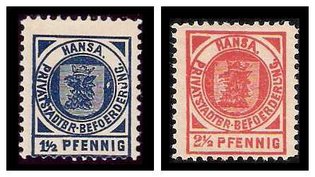 1898 Germany Private Mail Stettin Mi B 7/8