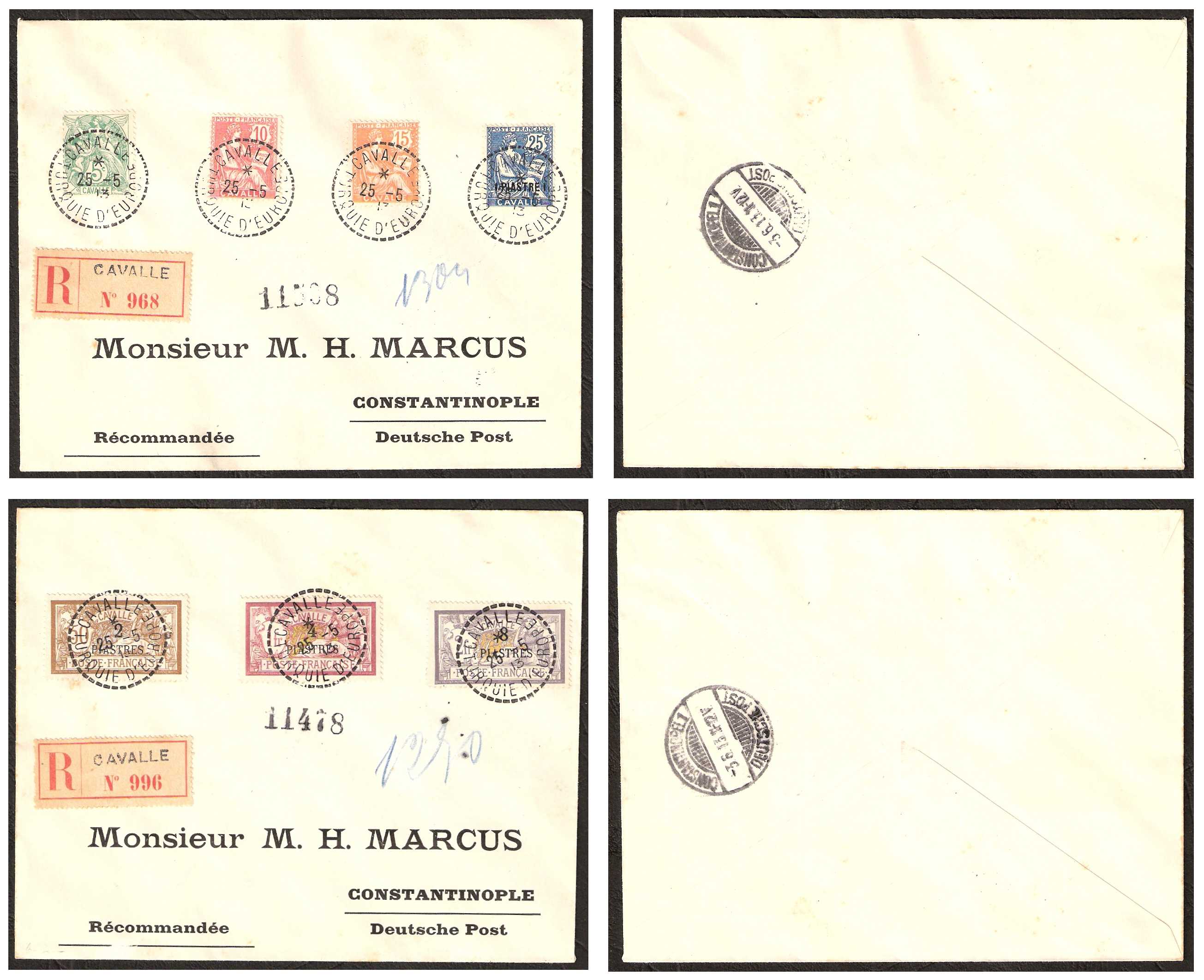 1902/1912 Cavalle Bureau Francais Covers 25.5.1913