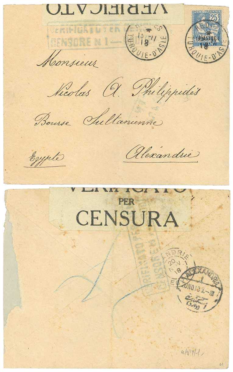 12.1902/1903 France Levant, Bureau Francais Rhodos Cover 13.11.1918