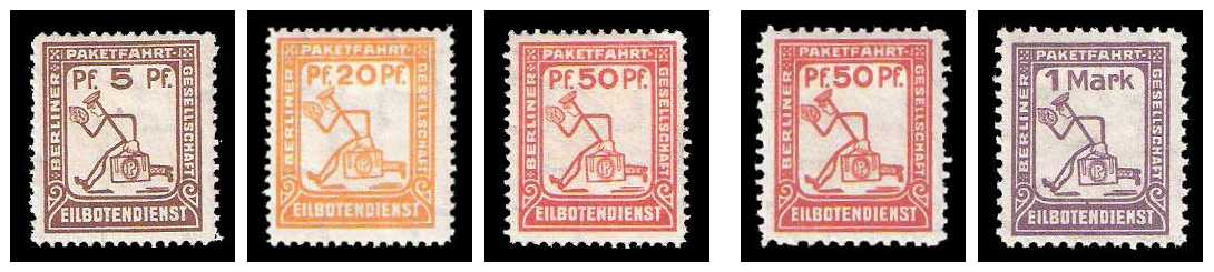 1913 Germany Private Mail Berlin Mi B 99/103